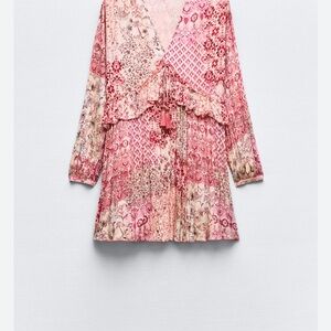 Zara Pink and Cream Patterned Dress